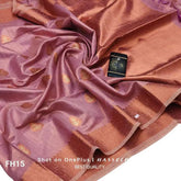 Festive Onion Pink Silk - Linen Saree with Copper Zari - Saree - Aakritee - S10603